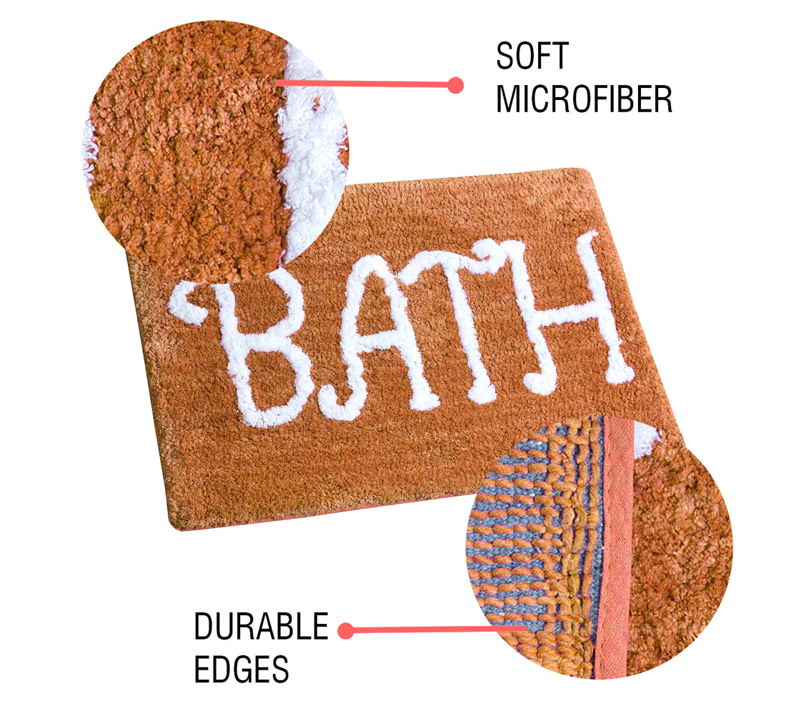 Premium Microfiber Modern Anti Slip Bathmat, Peach