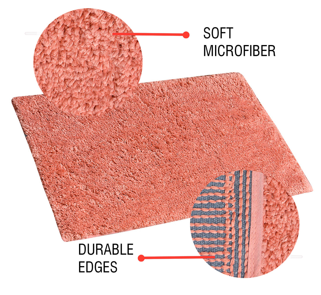 Soft Microfiber Anti Slip Bathmat, Peach