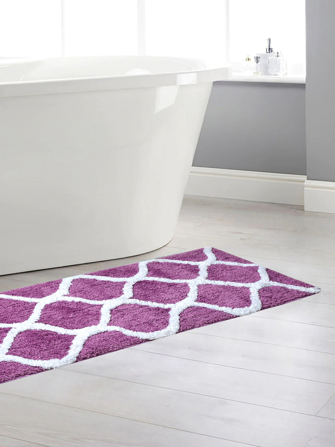 Soft Microfiber Abstract Swish Designer Anti Slip Runner, Wine