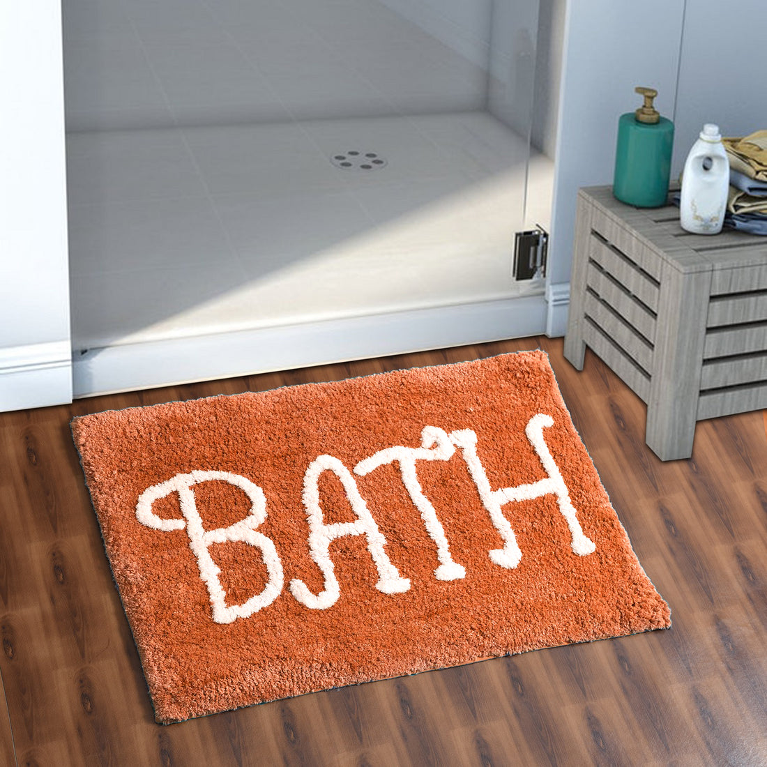 Premium Microfiber Modern Anti Slip Bathmat, Peach