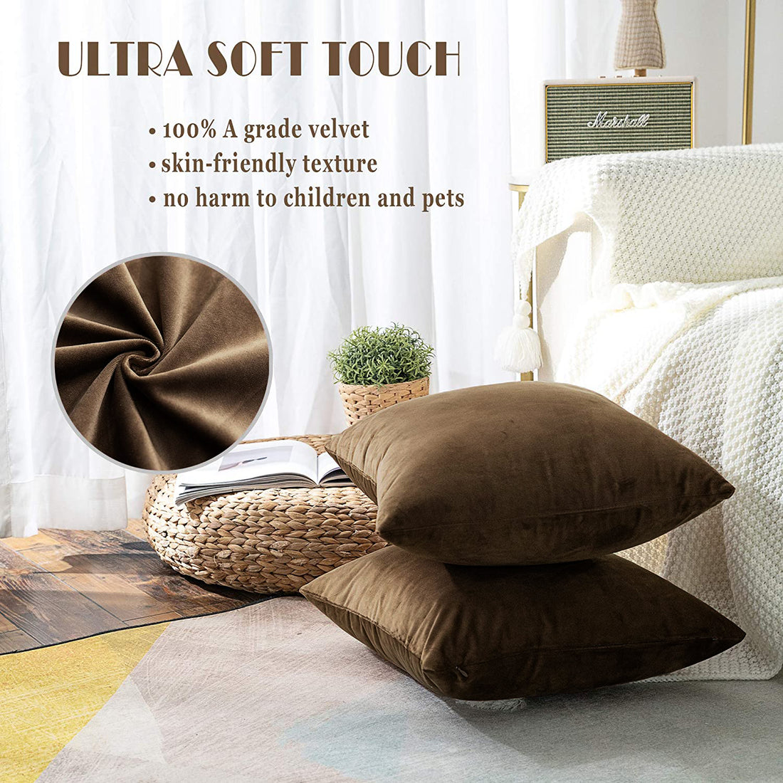 Premium Velvet Reversible Decorative Throw Pillow/Cushion Covers