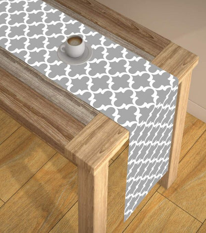 Grey Moroccan Polyster Table Runner