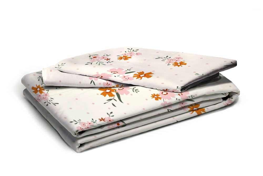 Glace Cotton Abstract Flat Fitted Bedsheet with 2 Pillow Covers