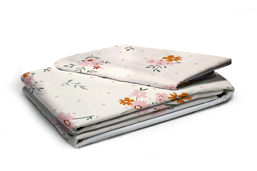 Glace Cotton Abstract Flat Fitted Bedsheet with 2 Pillow Covers