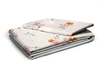 Glace Cotton Abstract Flat Fitted Bedsheet with 2 Pillow Covers