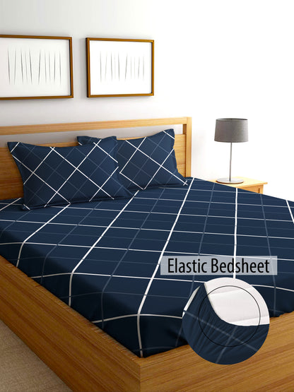 Glace Cotton Abstract Flat Single Bedsheet with 1 Pillow Cover