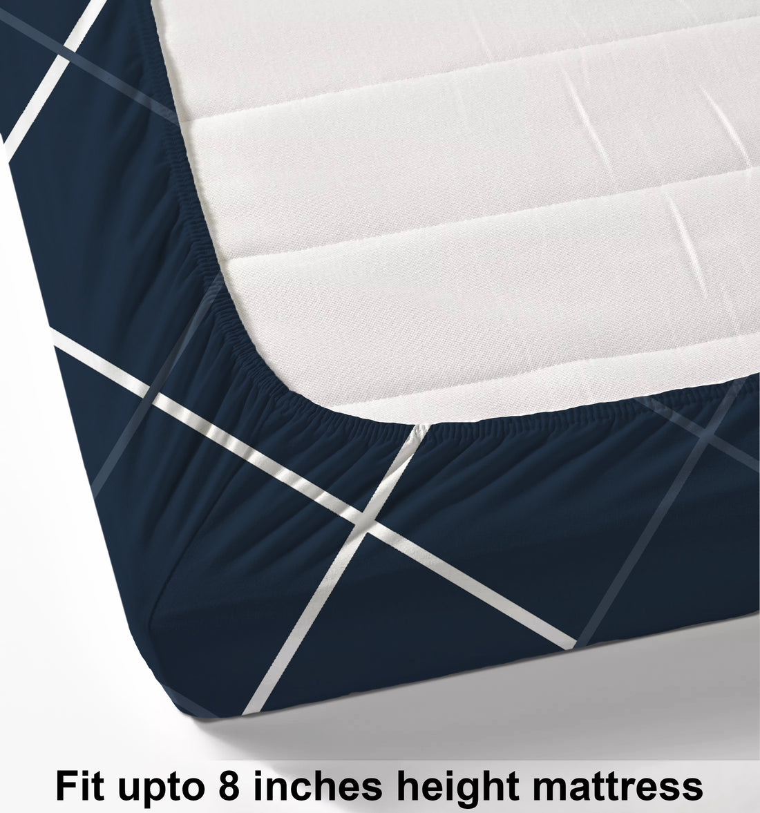 Glace Cotton Abstract Flat Fitted Bedsheet with 2 Pillow Covers