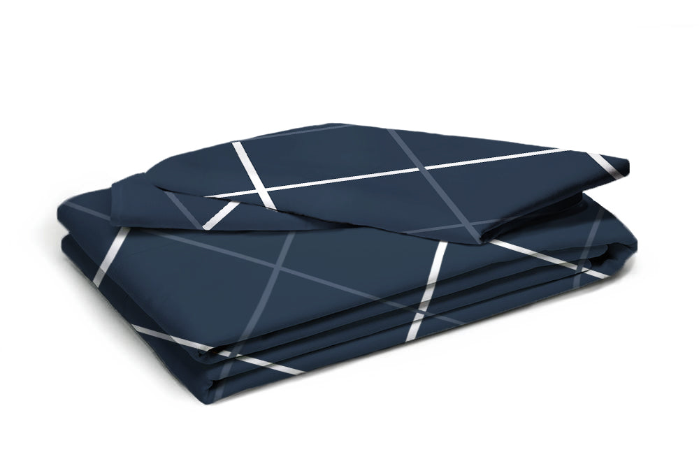 Glace Cotton Abstract Flat Fitted Bedsheet with 2 Pillow Covers