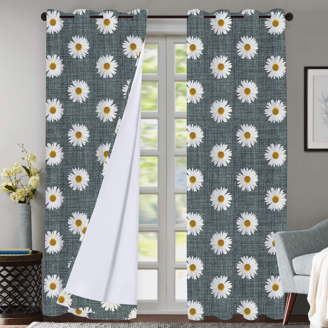 Polyester Digital Printed Grommet Room Darkening Curtains
