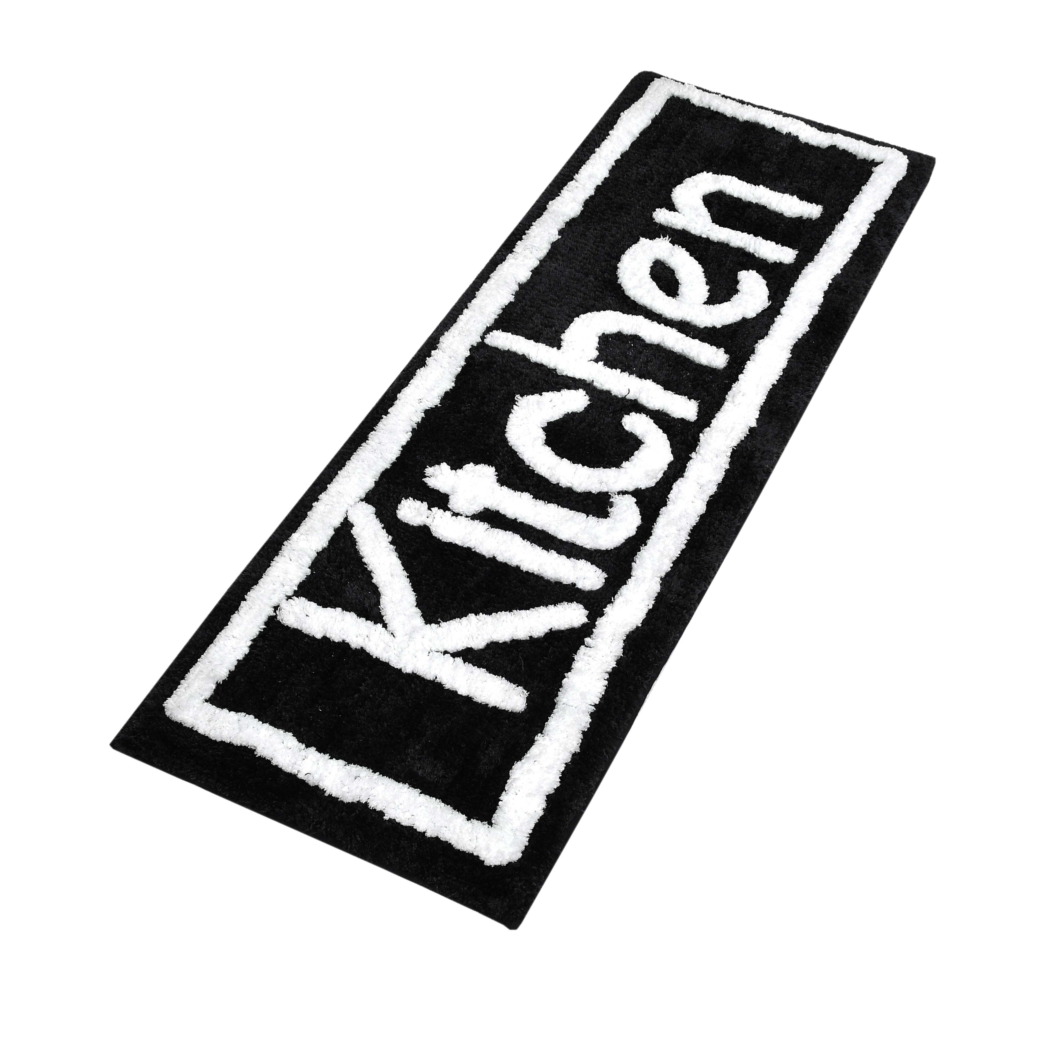 Soft Microfiber Kitchen Designer Anti Slip Runner, Black