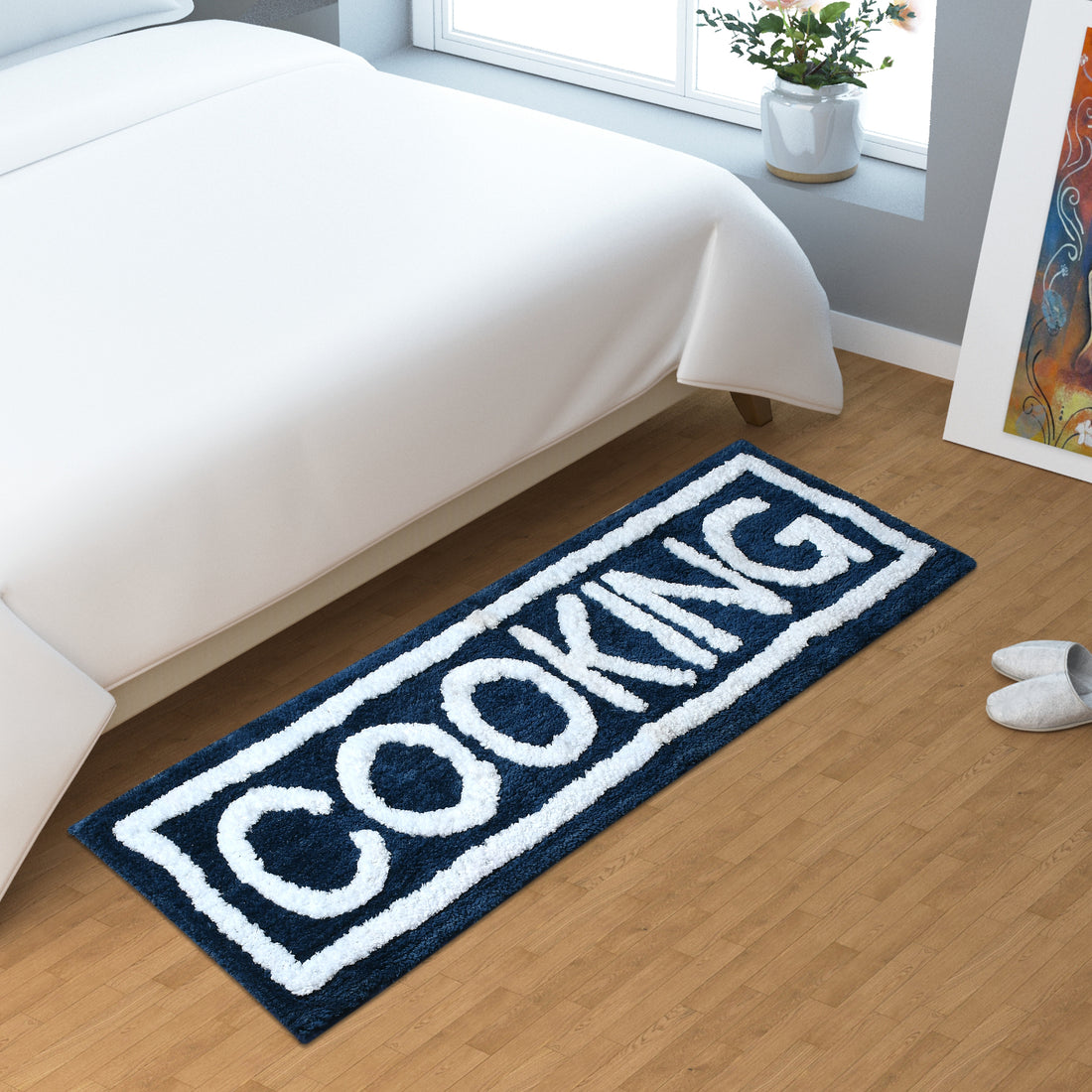 Soft Microfiber Kitchen Designer Anti Slip Runner, Navy
