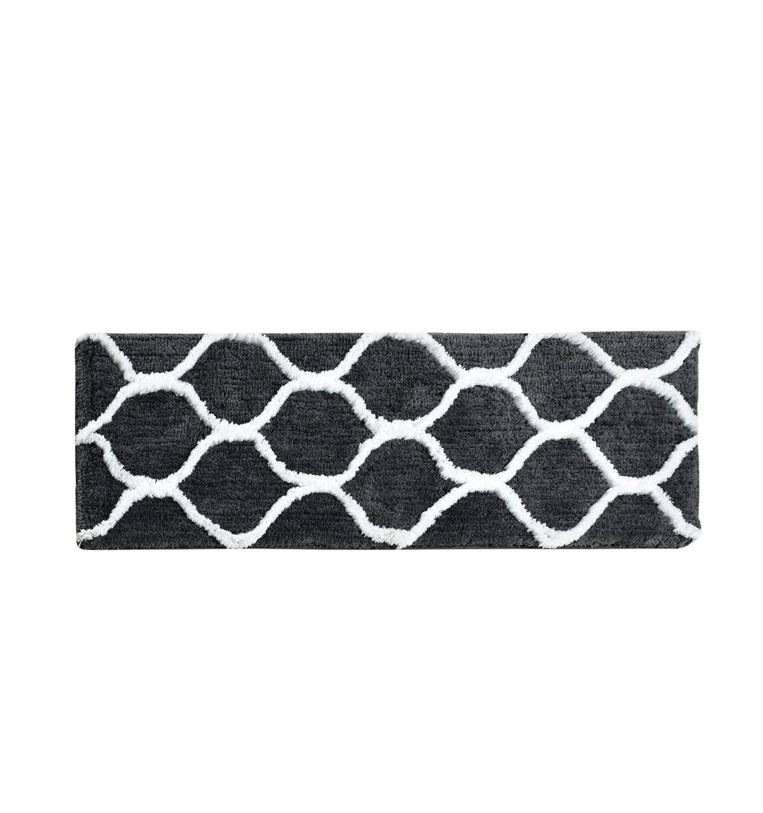 Soft Microfiber Abstract Swish Designer Anti Slip Runner, Grey