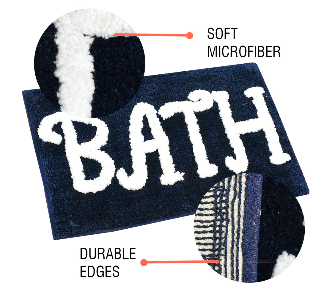 Premium Microfiber Modern Anti Slip Bathmat, Navy