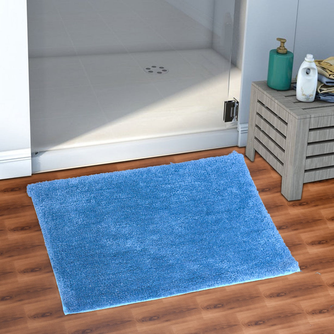 Soft Microfiber Anti Slip Bathmat, Aqua