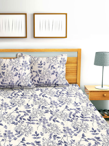 Glace Cotton Abstract Flat Single Bedsheet with 1 Pillow Cover
