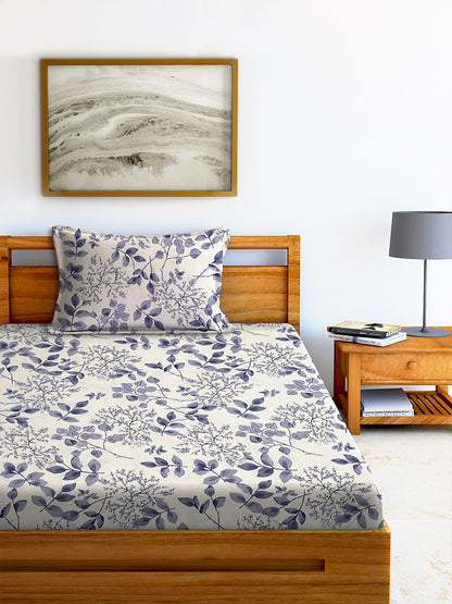 Glace Cotton Abstract Flat Double Bedsheet with 2 Pillow Covers
