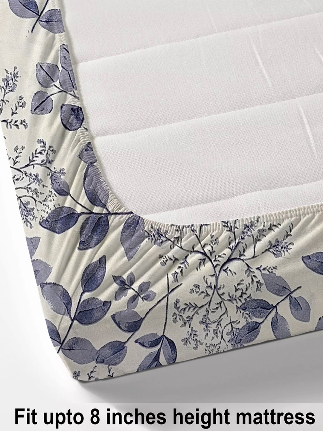 Glace Cotton Abstract Flat Fitted Bedsheet with 2 Pillow Covers
