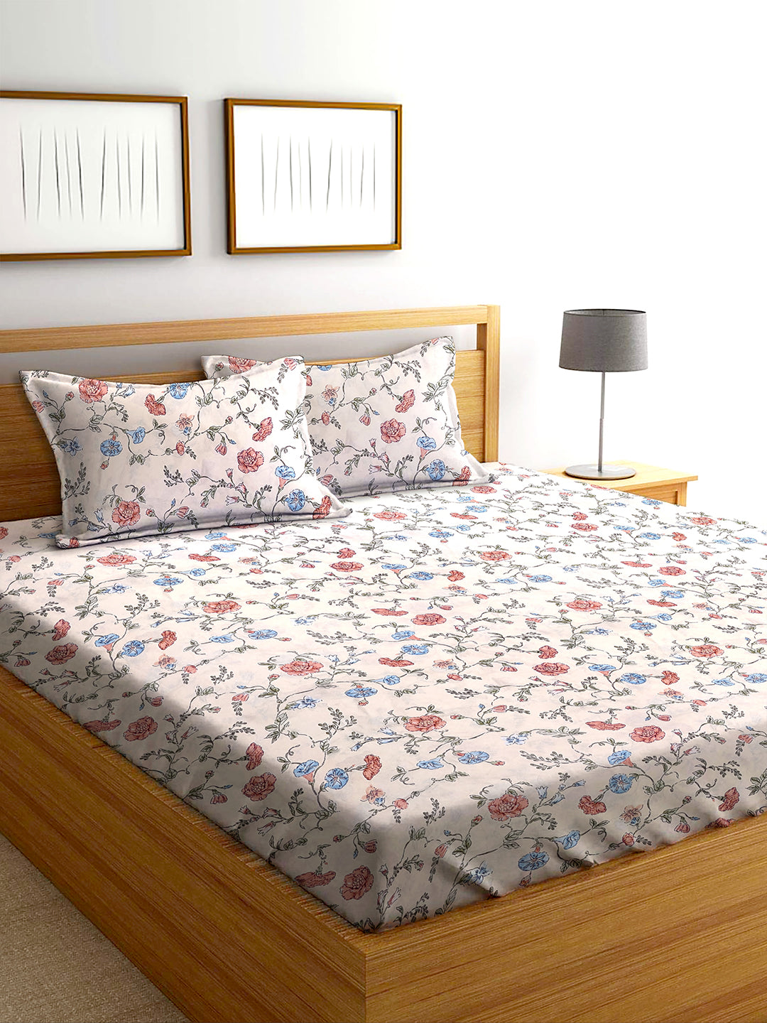 Glace Cotton Abstract Flat Single Bedsheet with 1 Pillow Cover