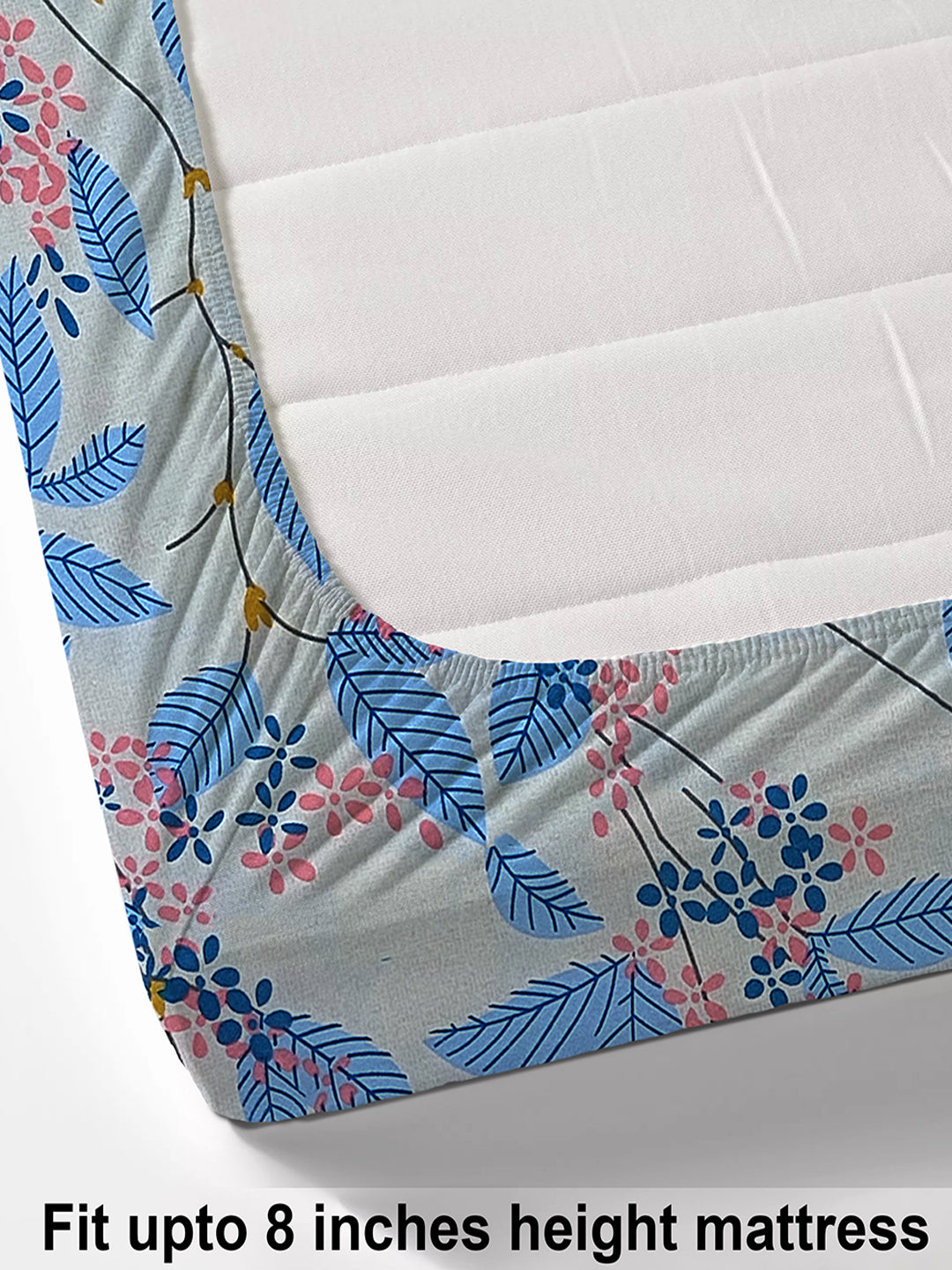 Glace Cotton Abstract Flat Fitted Bedsheet with 2 Pillow Covers