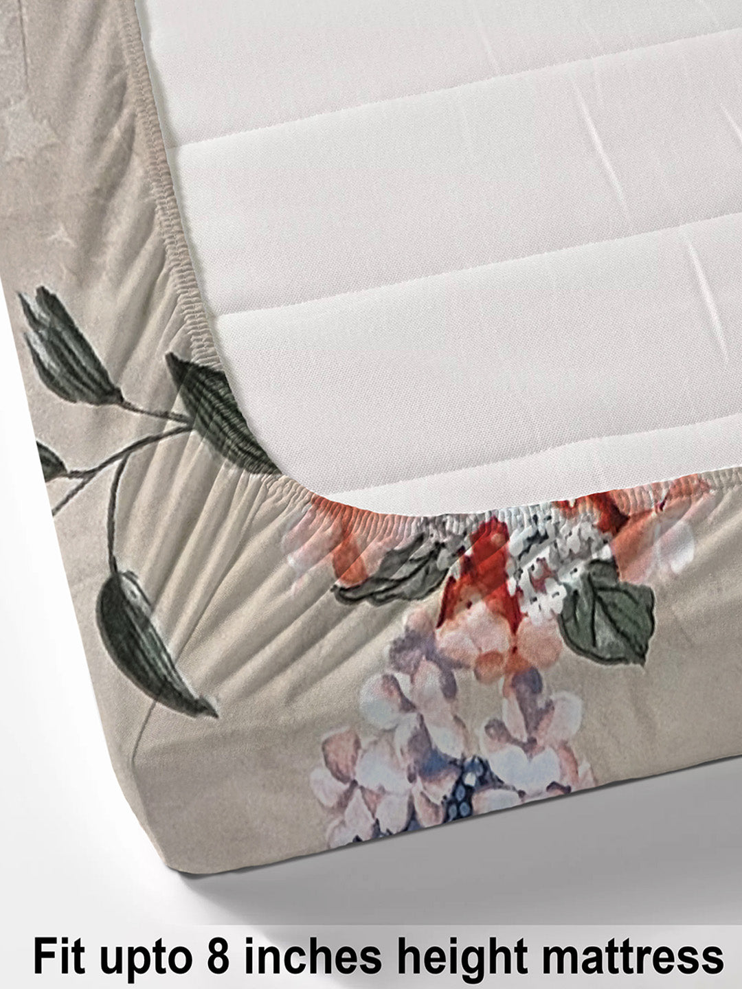 Glace Cotton Abstract Flat Fitted Bedsheet with 2 Pillow Covers