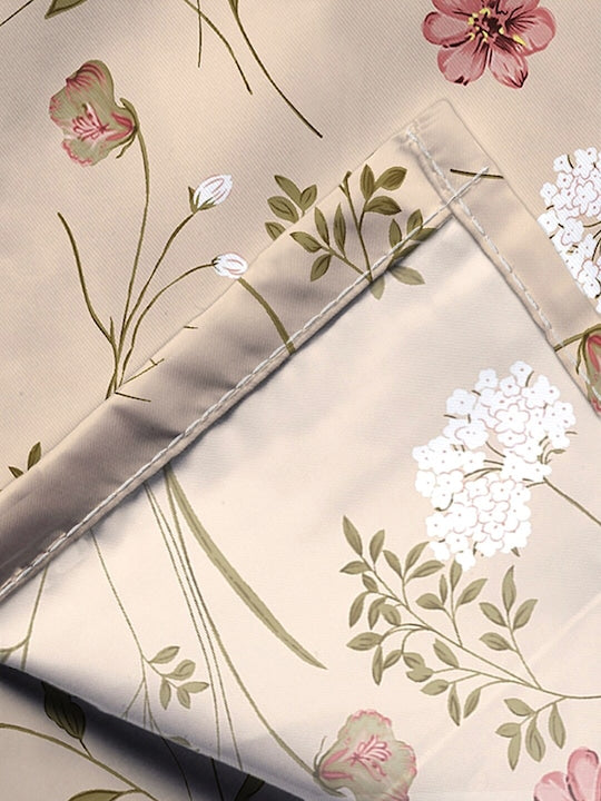 Premium Cream-Coloured Floral Cotton 300 TC King Bedsheet &amp; 2 Pillow Covers