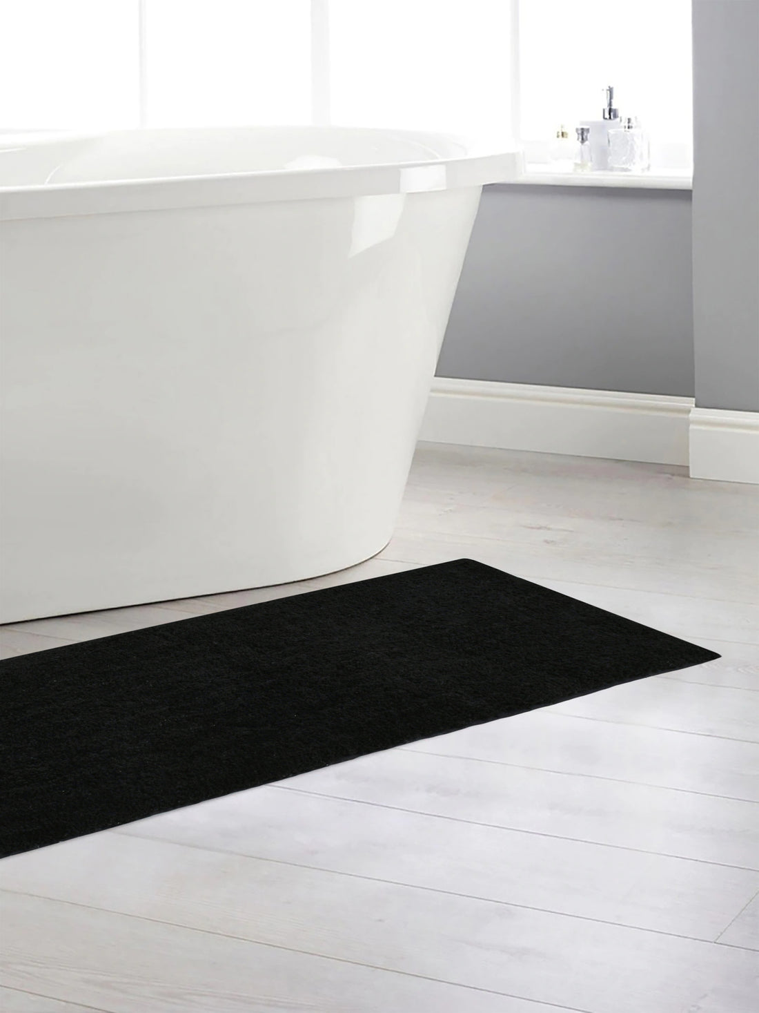 Soft Microfiber Moroccan Designer Anti Slip Runner, Black