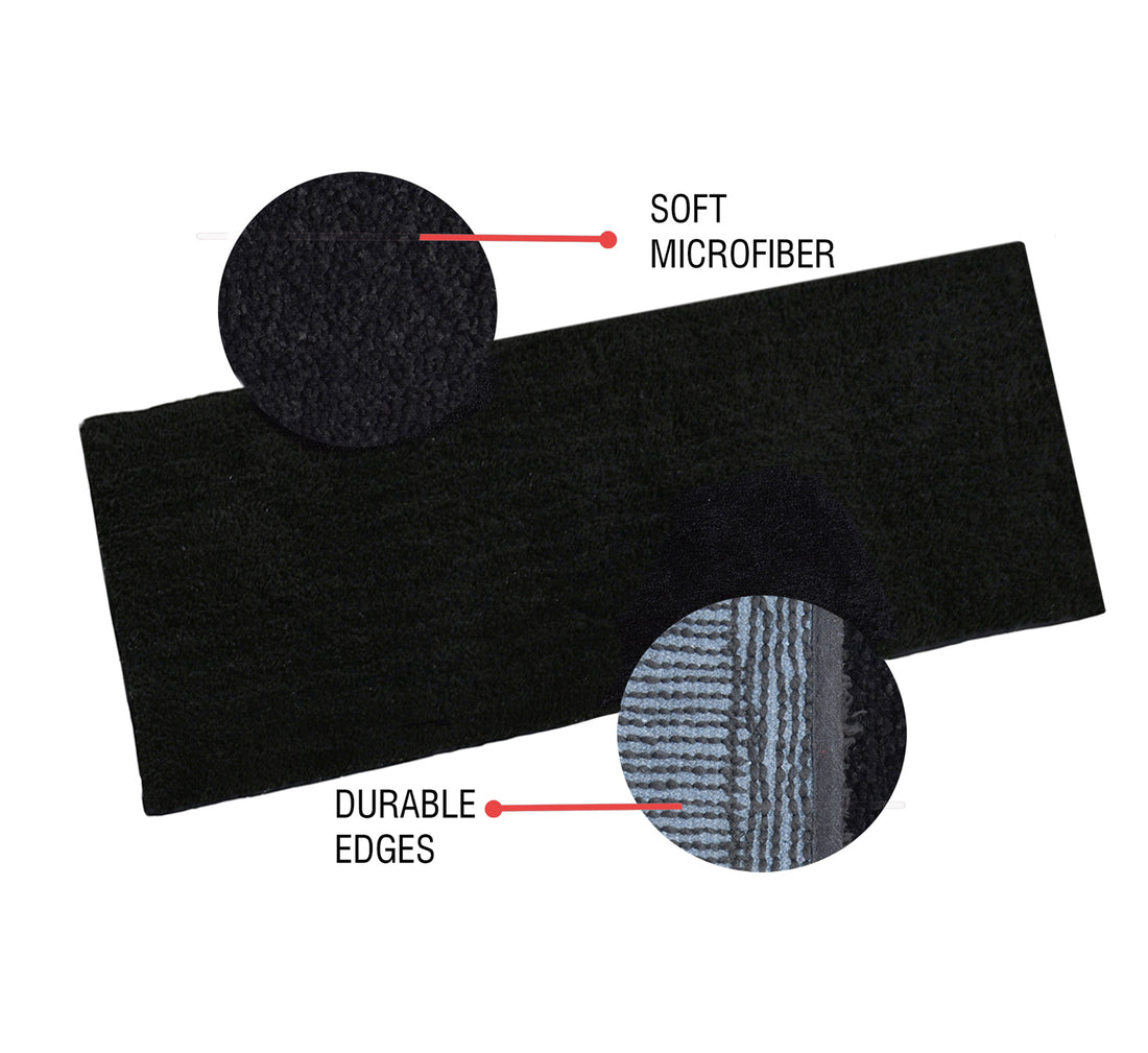 Soft Microfiber Moroccan Designer Anti Slip Runner, Black