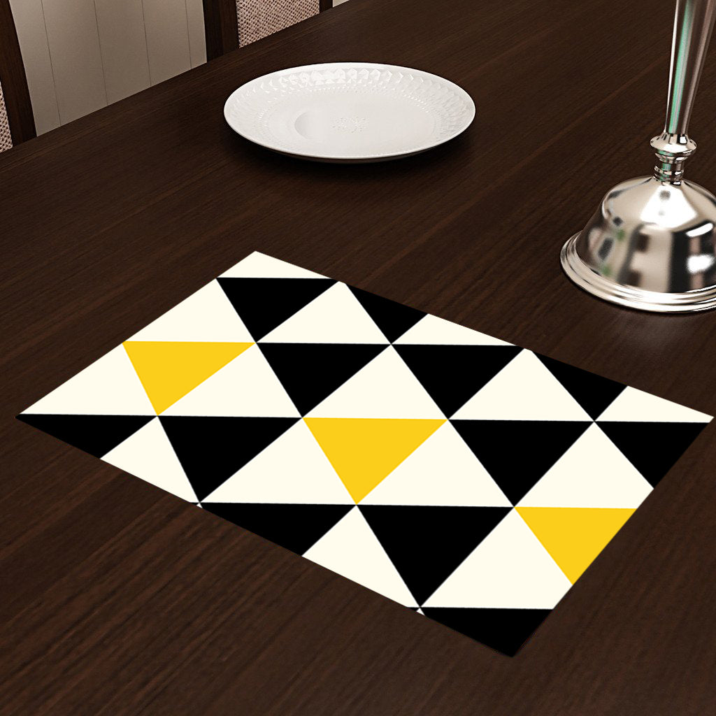 Yellow and Black Geometric HD Printed 4 Pcs Table Place Mat