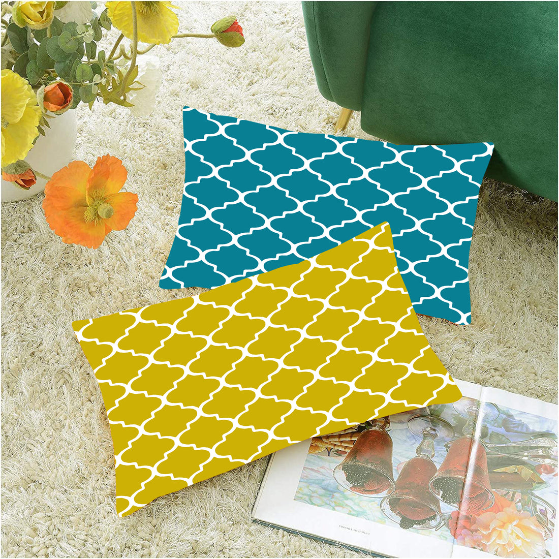 Set of 2 Decorative Hand Made Polyester Velvet Throw/Pillow Cushion Covers