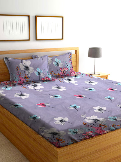 Glace Cotton Abstract Flat Single Bedsheet with 1 Pillow Cover