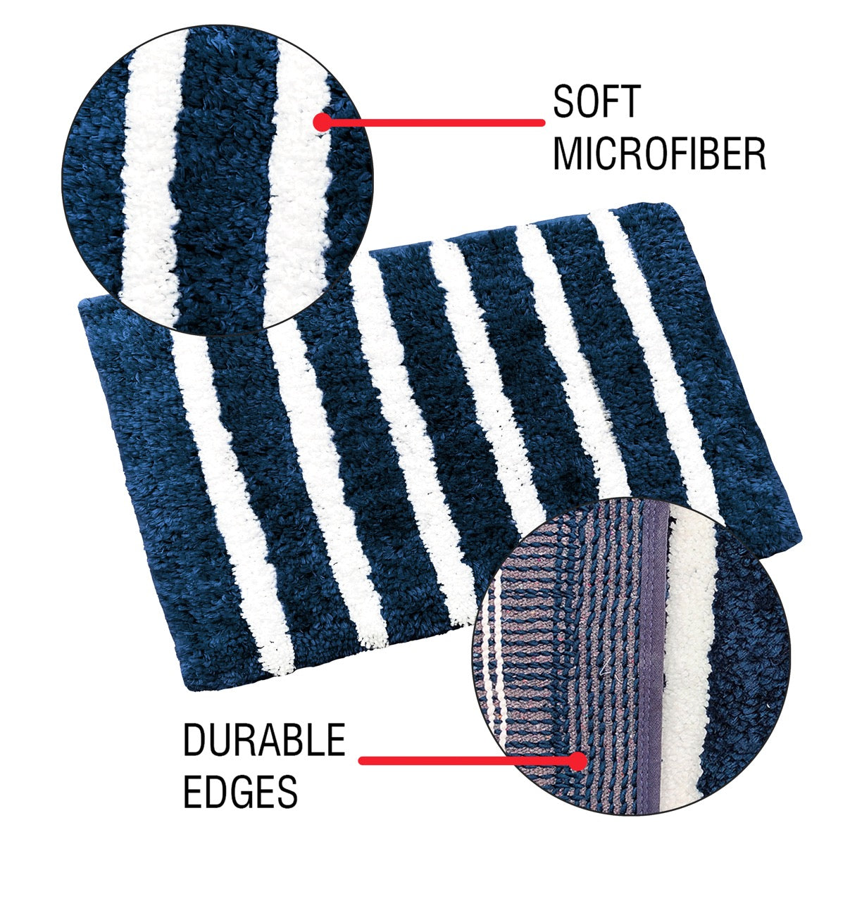 Glorious Super Soft Microfiber Anti Slip Bathmat, Navy