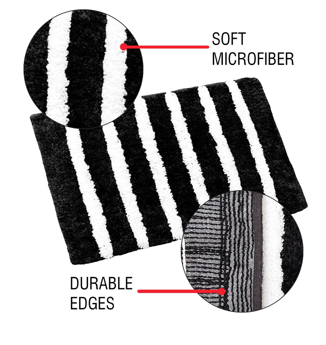 Glorious Super Soft Microfiber Anti Slip Bathmat, Black