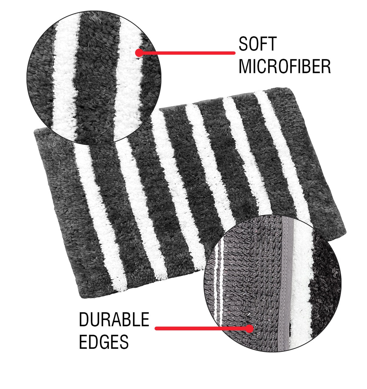 Glorious Super Soft Microfiber Anti Slip Bathmat, Grey