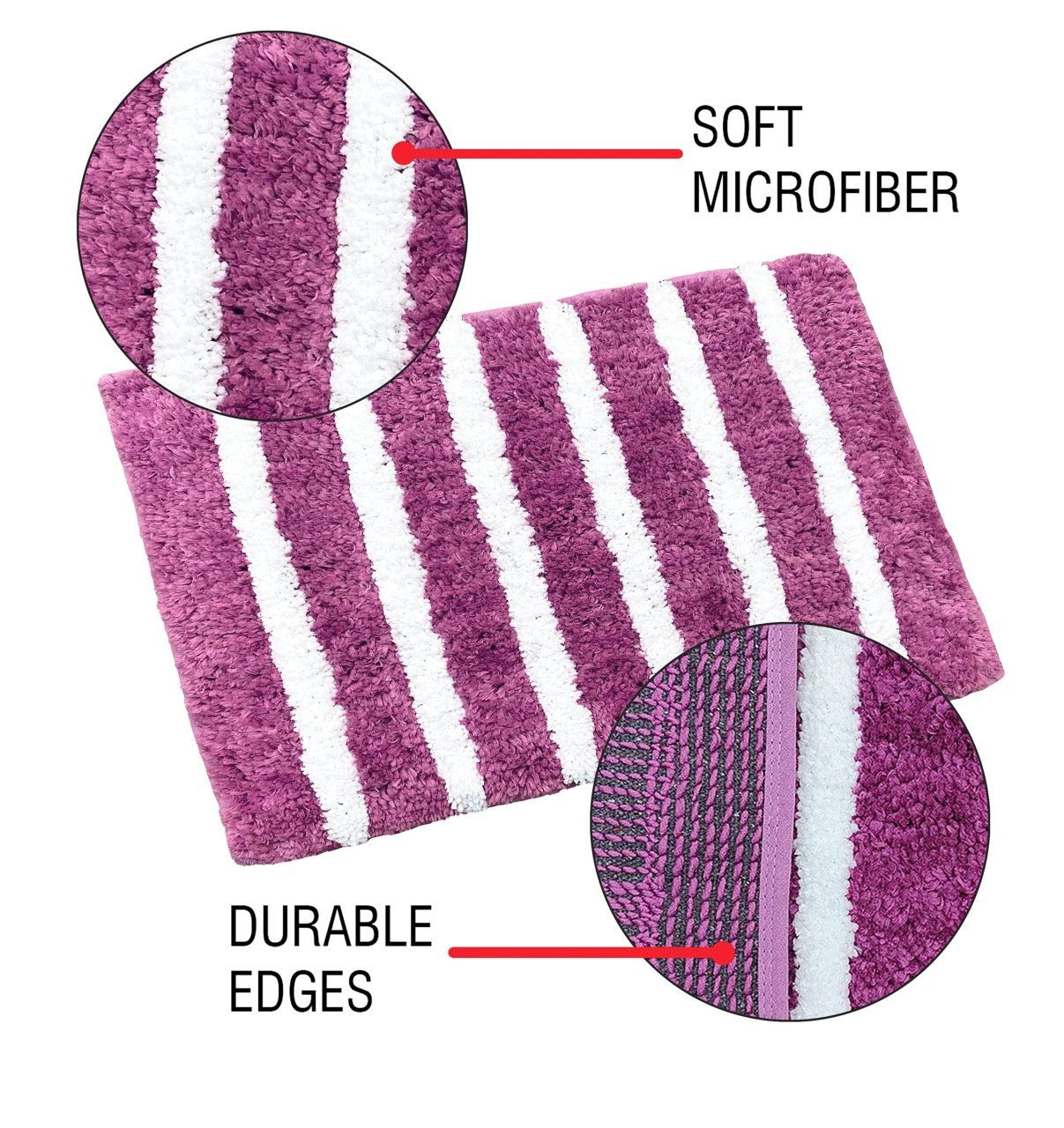 Glorious Super Soft Microfiber Anti Slip Bathmat, Wine