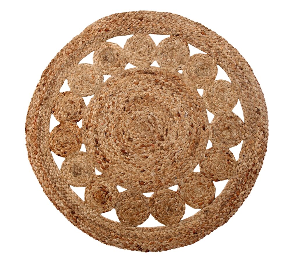 100% Jute Round Braided Modern Floor Rug Carpet