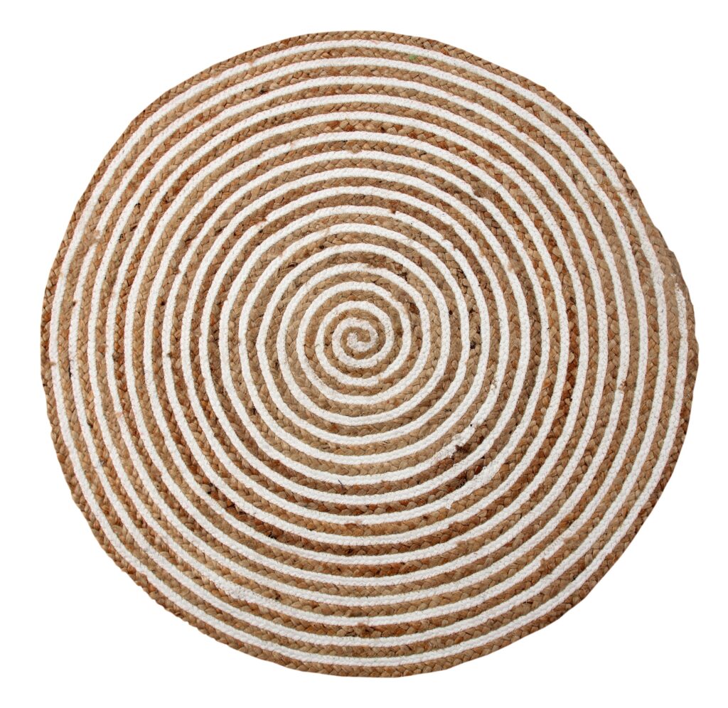 Jute and Cotton Round Braided Modern Floor Rug Carpet