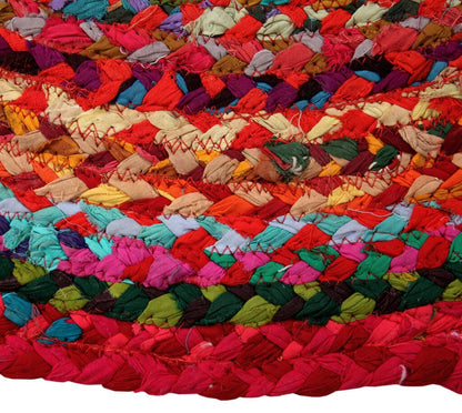 Multicolor Cotton Chindi Round Braided Modern Floor Rug Carpet