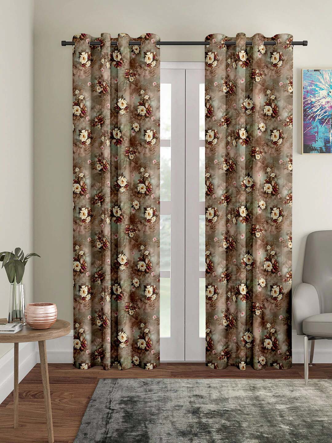 Polyester Digital Printed Grommet Room Darkening Curtains