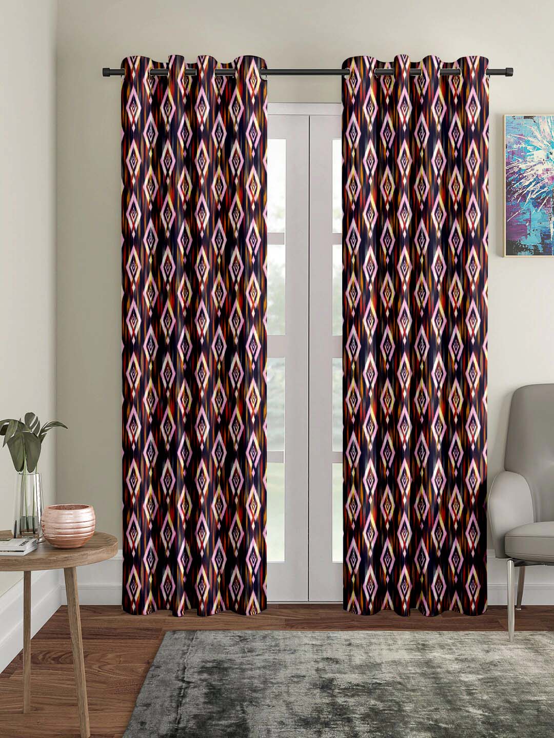 Polyester Digital Printed Grommet Room Darkening Curtains