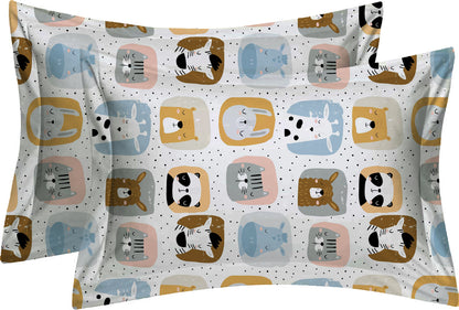 AEROHAVEN Microfiber Cartoon Flat Double Bedsheet with 2 Pillow Covers for kids