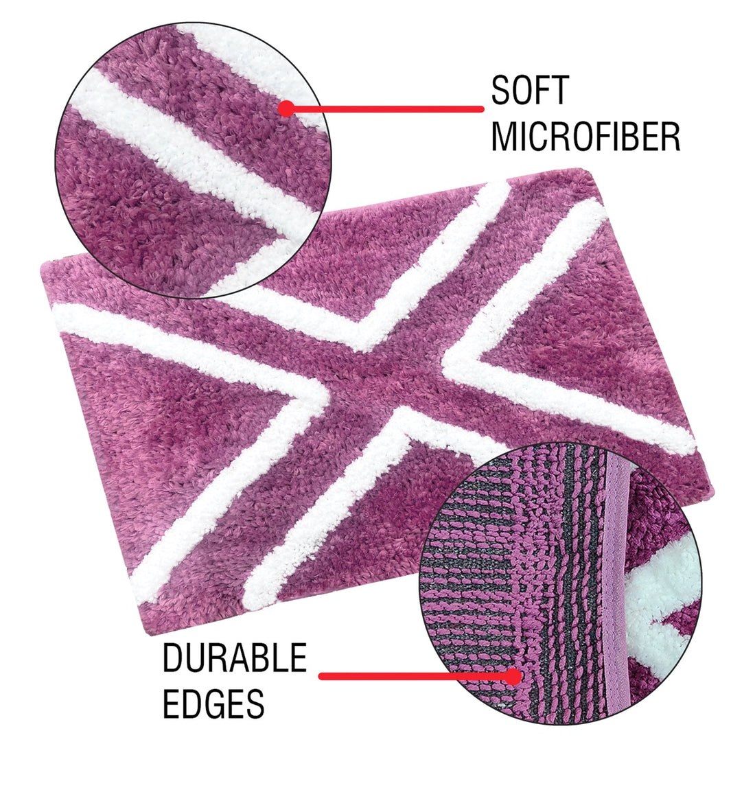 Glorious Super Soft Microfiber Anti Slip Bathmat, Wine