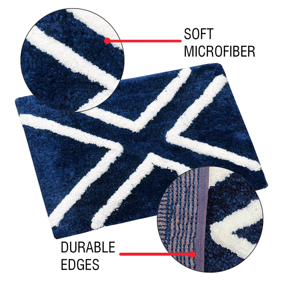 Glorious Super Soft Microfiber Anti Slip Bathmat, Navy