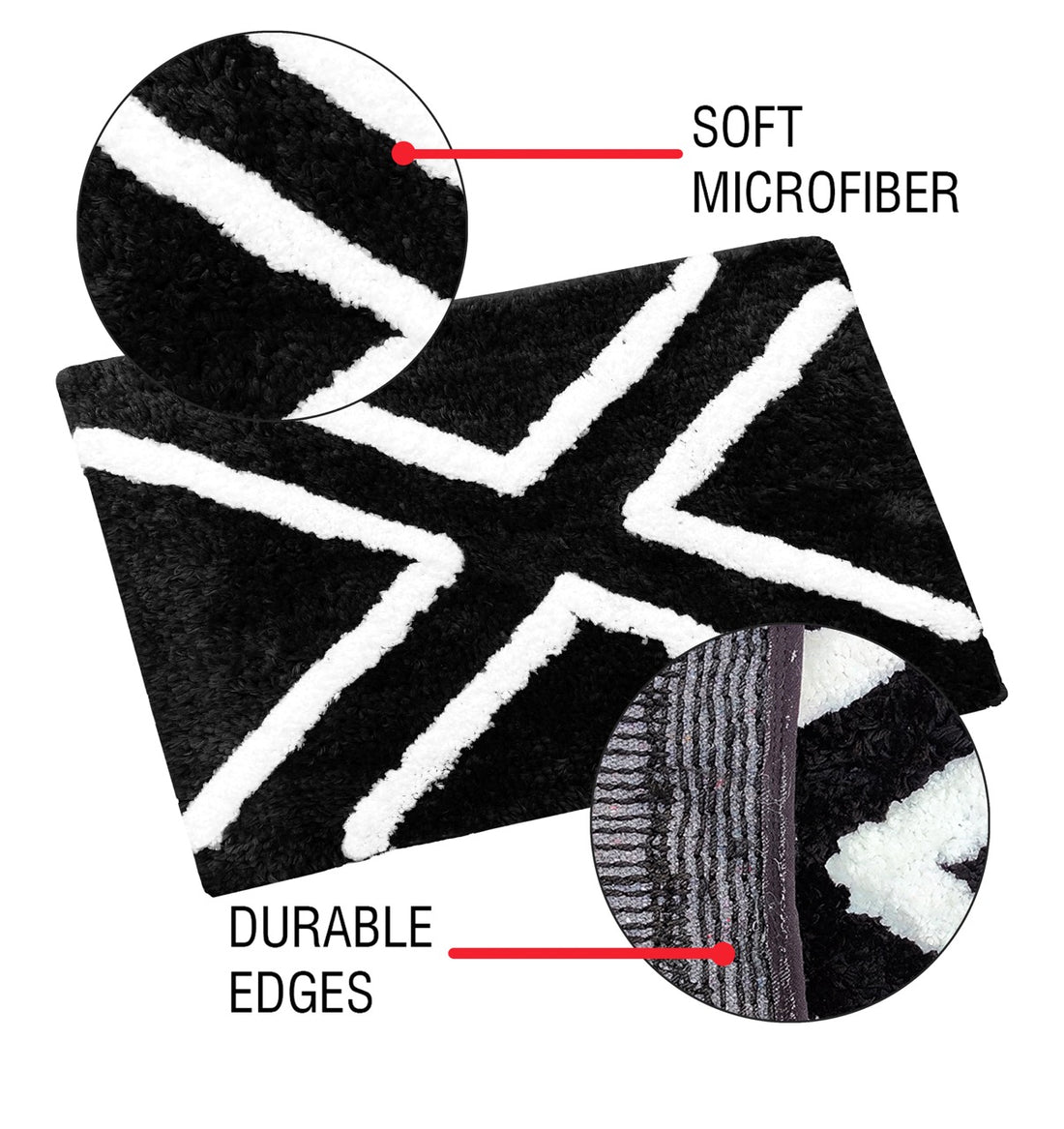 Glorious Super Soft Microfiber Anti Slip Bathmat, Black