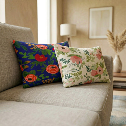 Set of 2 Floral Printed Cushion Covers – Decorative Sofa Throw Pillow Covers for Living Room