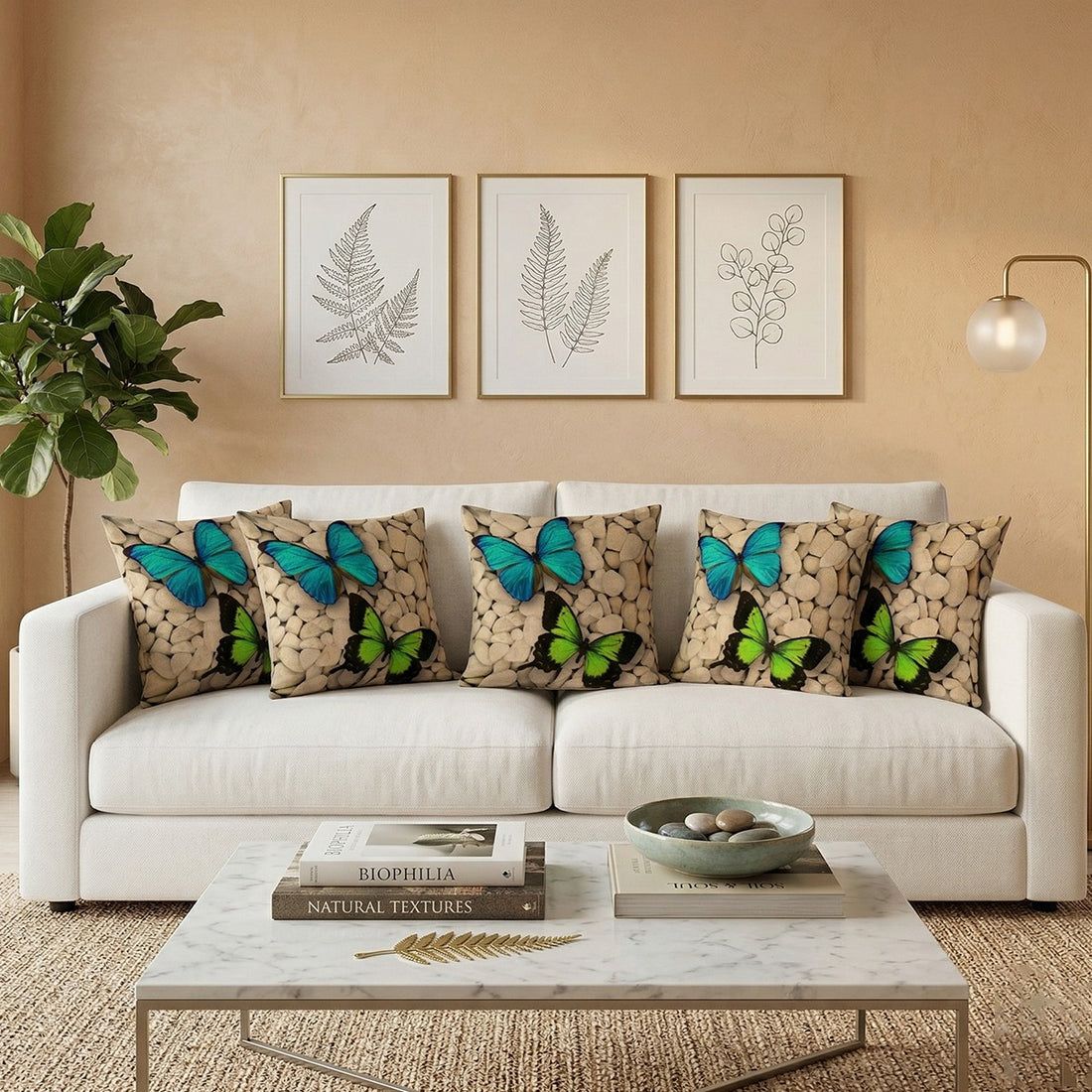 Set of 5 Jute Throw Pillow/Cushion Covers