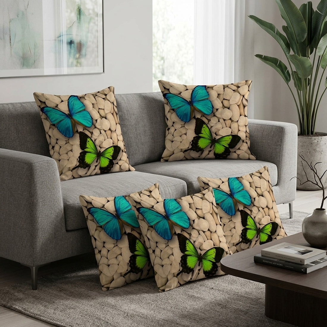 Set of 5 Jute Throw Pillow/Cushion Covers