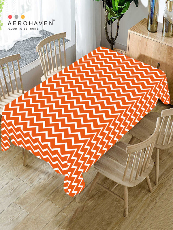 Orange Geometric Polyster Table Cover Cloth