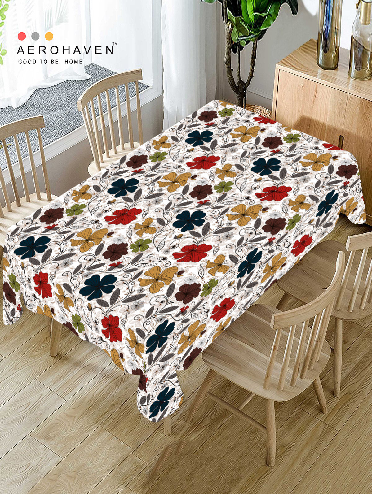 White Geometric Polyster Table Cover Cloth