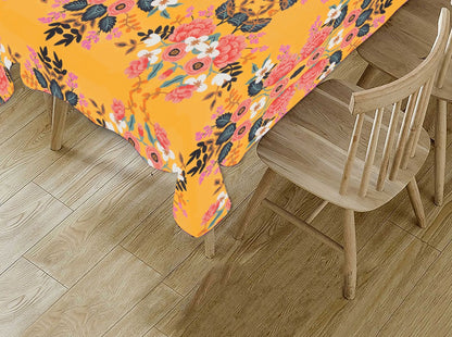 Yellow Floral HD Printed Modern Table Cover Cloth