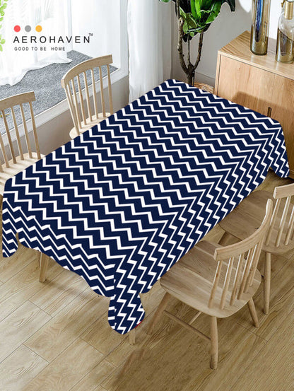 Blue Geometric Polyster Table Cover Cloth